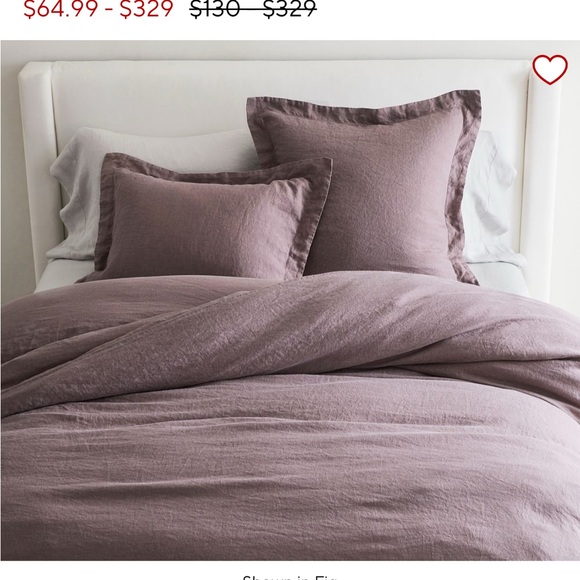 NWT Pottery Barn California King/ King Belgian Linen Duvet Cover in Fig - Picture 1 of 5